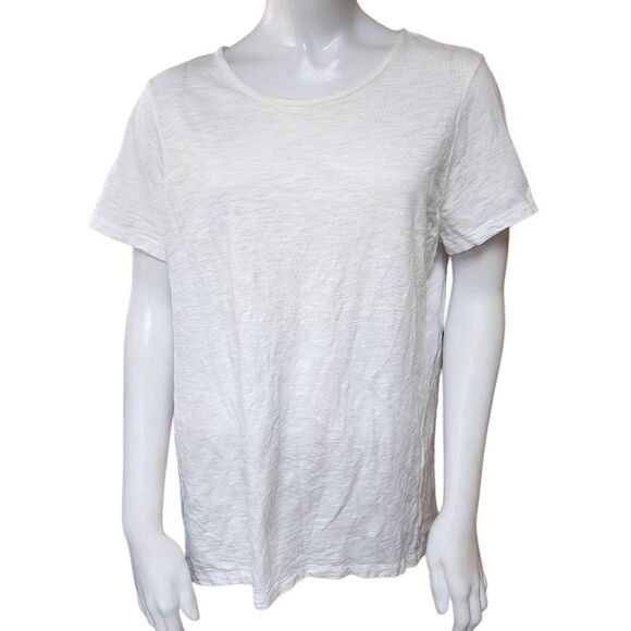 Chico's White & Blue Short Sleeve Tee Shirt (1) - Picture 2 of 6